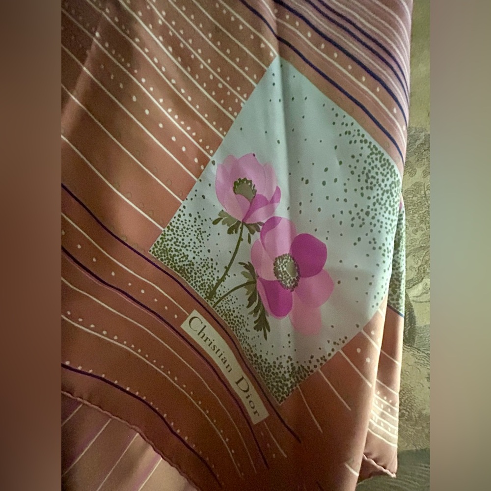 Beautiful Christian Dior Silk Hand Rolled Stitch Scarf *